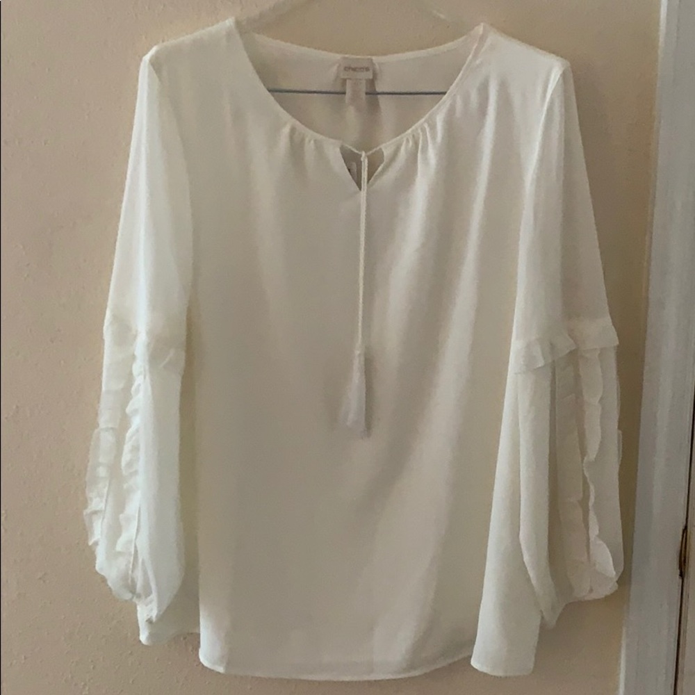 NWT Chico’s Cream Popover Top  - 3 Petite